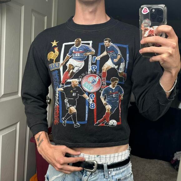 Vintage 90s Team France Futbol Soccer World Cup Sweatshirt - Picture 6 of 7